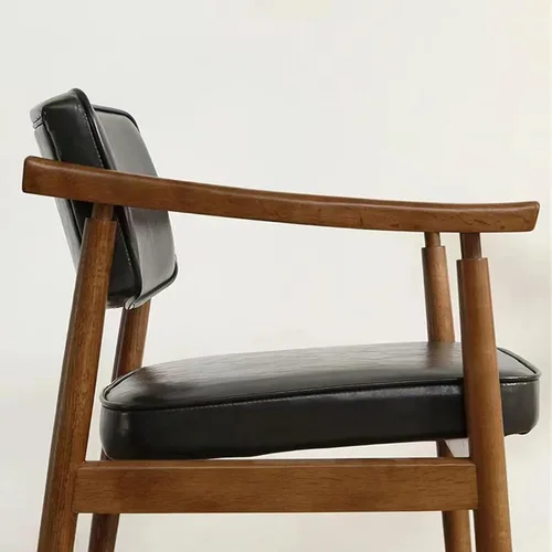 Vista 6 de sillas de comedor Solid Wood Dining Chair Leisure Armrest Backrest Upholstered Office Modern Kitchen(Gris)