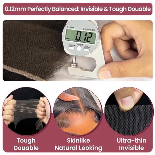 Vista 5 de 13x4 Frontal de encaje ondulado del cuerpo, frontal de encaje suizo transparente HD invisible prearrancado con cabello de nacimiento de grado 12A
