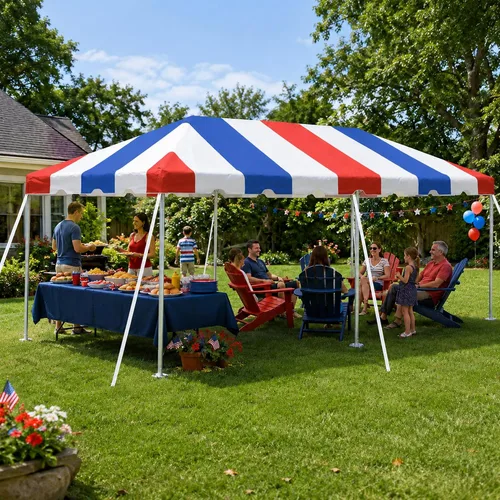 Vista 32 de Party Tents Direct Carpa para Fiesta de 20x30 - Marco de Acero - Gazebo al Aire Libre, Pabellón, Sombrilla para Sol, Refugio para Acampada - Verde