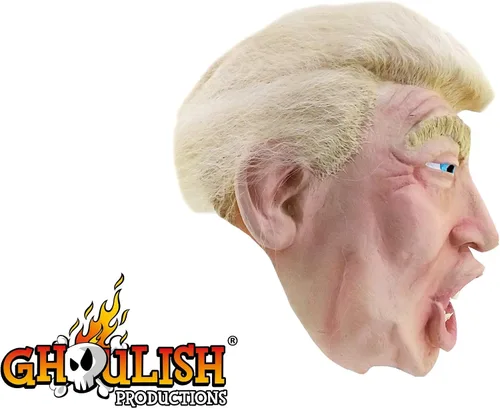 Vista 11 de Máscara de Halloween Trump con cabello para adultos, Beige