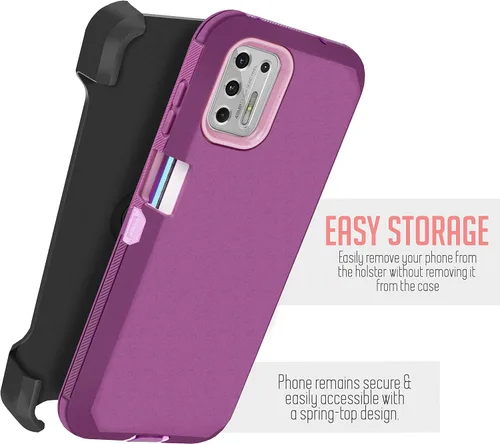 Vista 3 de Funda compatible con Motorola Moto G Stylus 2021, resistente, a prueba de golpes, cuerpo completo, protector de pantalla integrado, con soporte