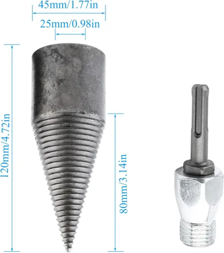 Vista 4 de Wood Log Splitter Firewood Drill Bit, Removable Wood Splitter Drill Bits, Heavy Duty Drill Screw Cone Driver with Square/Round Handle for