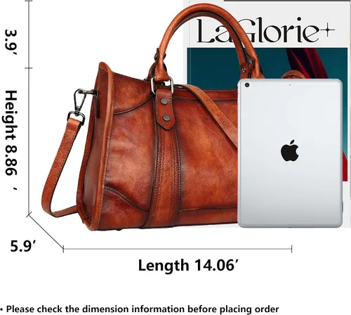 Vista 4 de Iswee Bolso de mano para mujer, bolso de hombro genuino, bolsos de cuero Hobo, bolsos cruzados, bolso vintage