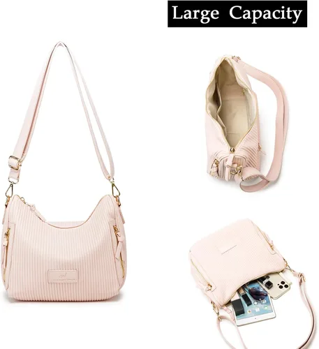 Vista 3 de Bolso de hombro para mujer, de cuero, plisado, informal, a la moda, bolso hobo