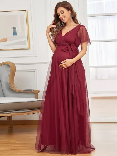 Vista 3 de Ever-Pretty Vestido formal de maternidad con cuello en V y manga corta para mujer 20886