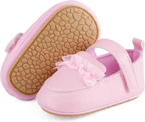 Vista 2 de ESTAMICO - Mocasines Oxford para bebé, zapatos planos para vestido de boda, zapatos de cuna, antideslizantes, zapatos para caminar