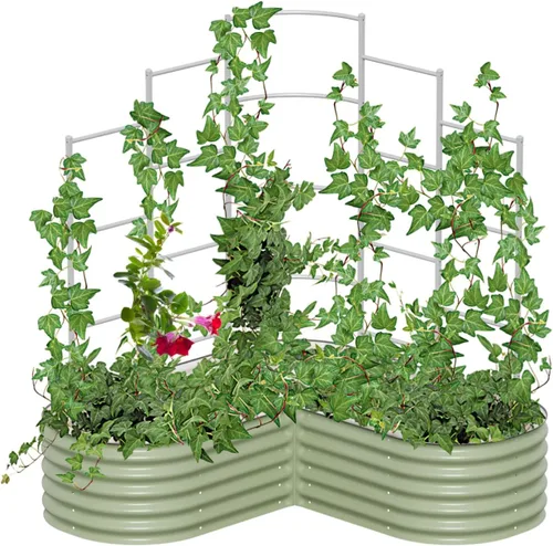 Vista 10 de Vego Garden Sistema modular de enrejado de pared, 8.0 pies de largo para camas de jardín de 2.0 x 8.0 pies (9 en 1), enrejado de jardín para plantas