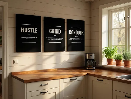 Vista 4 de Juego de 3 lienzos motivacionales en blanco y negro para pared, impresiones enmarcadas envueltas en galería para oficina, dormitorio y sala de estar
