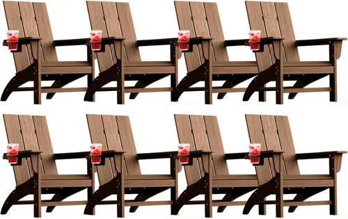 Vista 28 de Silla Adirondack moderna, sillas de patio de plástico HDPE para todo tipo de clima, silla para hoguera, sillas de césped al aire libre para terraza
