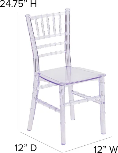 Vista 3 de Flash Furniture Silla Chiavari para Niños de Resina de Cristal Transparente para Fiestas y Eventos para Uso Comercial y Residencial