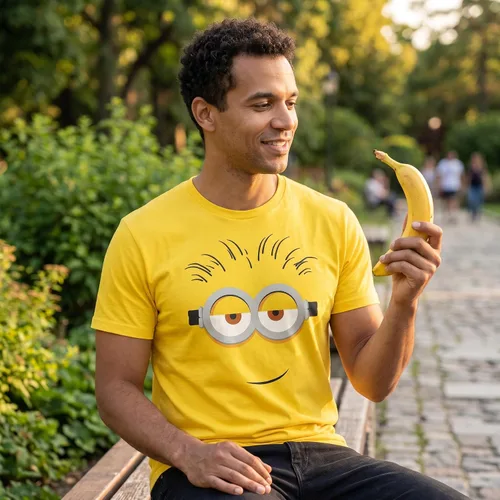 Vista 5 de Minions Big Face - Camiseta de disfraz de Halloween para adultos, Bob, Stuart o Kevin