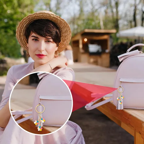 Vista 8 de 2 llaveros lindos para mujer, pequeños dijes para mochilas para niñas, llavero para accesorios de bolso