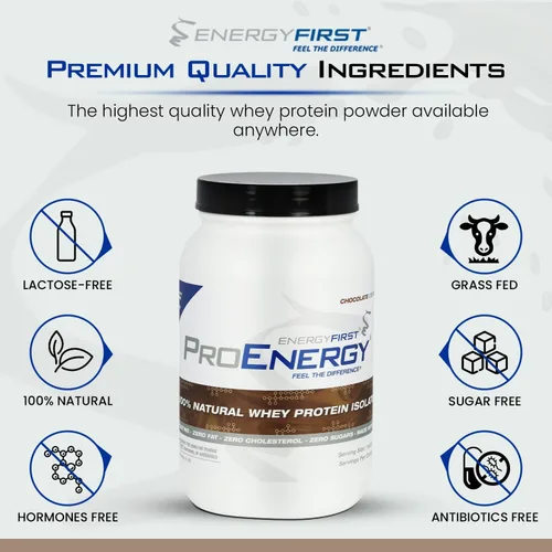 Vista 3 de EnergyFirst Aislado de proteína de suero de chocolate alimentado con pasto (2 libras), batido alto en proteínas, sin gluten, sin OMG, ideal