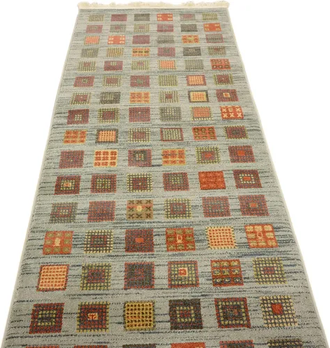 Vista 7 de Unique Loom Fars Collection - Alfombra moderna clásica de diseño geométrico inspirado en tribal, 2 pies 7 pulgadas x 10 pies 0 pulgadas, azul