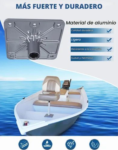 Vista 4 de MATINA Base de asiento de barco, pedestal y base de aluminio de 7 x 7 pulgadas con enchufe de poste de pasador de 3/4 pulgadas, accesorios de barco