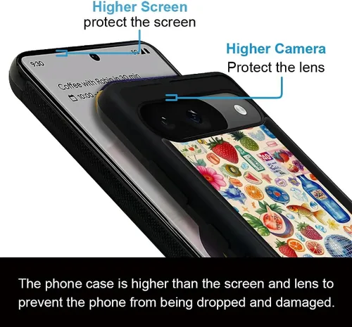Vista 1012 de Compatible con Google Pixel 4A 5G Mobile Case Creative Acrylic Panel trasero Silicona Protección Grip especialmente diseñado para Google Pixel 4A 5G