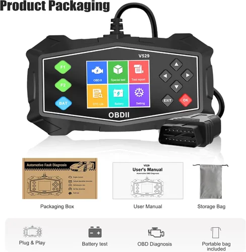Vista 8 de Escáner OBD2 Lector de código de diagnóstico, luz de motor OBD II automotriz, probador de batería, modo 6, modo 8 y preparación I/M, herramienta