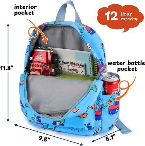 Vista 3 de Zicac Mochila para niños y niñas de 12 pulgadas, mini mochila para niños para la escuela y viajes, mochila preescolar para jardín de infantes