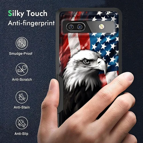 Vista 5 de Funda para Pixel 6A, Híbrida de Doble Capa de Servicio Pesado Resistente a Prueba de Golpes PC Duro + Funda Protectora de Silicona Suave para Google