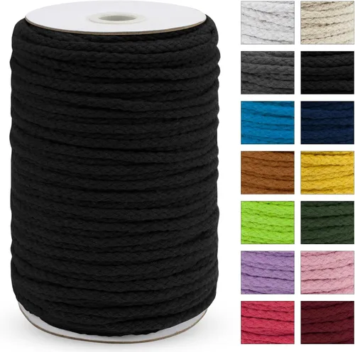 Vista 24 de JeogYong Cuerda trenzada de macramé de 0.197 in x 295 pies, cuerda de algodón trenzada natural de 8 hebras, cuerda de macramé de colores para colgar
