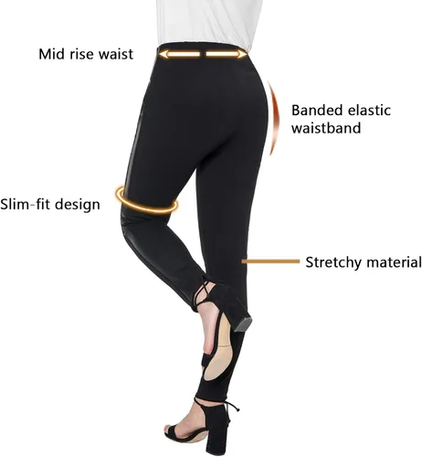 Vista 5 de Asoran Pantalones de vestir para mujer pantalones de trabajo de esmoquin negros pantalones elásticos ajustados con rayas de cuero para uso casual