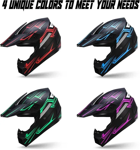 Vista 7 de Oryxearth Casco de Dirt Bike con certificado DOT, casco de motocicleta todoterreno para adultos con gafas, guantes y máscara con tamaño M/L