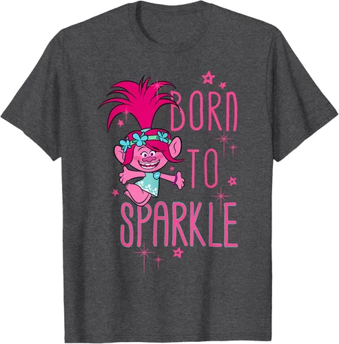 Vista 38 de DreamWorks Trolls Camiseta Born to Sparkle Negro