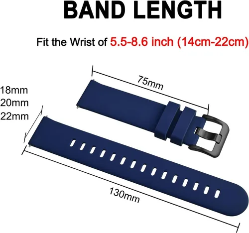 Vista 16 de BISONSTRAP Correas de reloj de silicona, correas de reloj delgadas con liberación rápida, 0.787 in, negro con hebilla negra