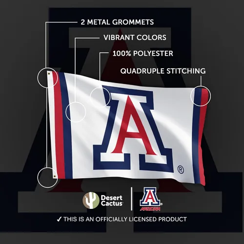 Vista 4 de Desert Cactus Bandera de la Universidad de Arizona Wildcats UA Banners 100% poliéster para interiores y exteriores, banderas de 3 x 5 pies (diseño L)