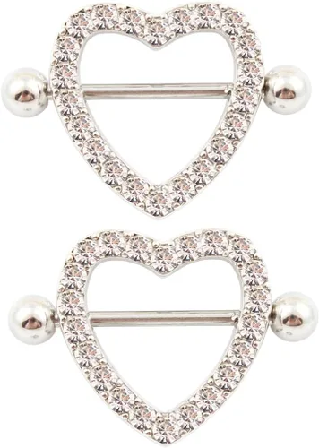 Vista 6 de Piercing de pezón de acero inoxidable con forma de corazón para mujer, piercing para el cuerpo, joyería 14G