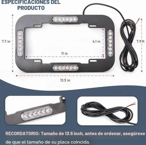 Vista 4 de 24 luces LED estroboscópicas para placa de matrícula, marco de luz para Ámbar