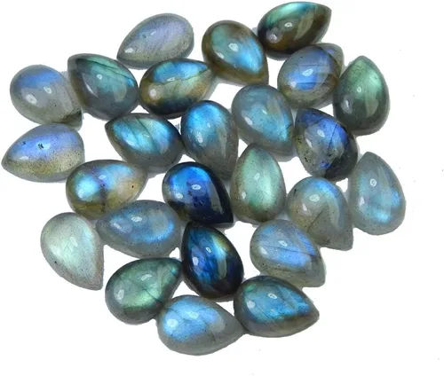 Vista 3 de Myhealingworld Labradorita natural 0.315x0.472 in pera cabujón azul fuego AAA calidad suelta calibrado piedras preciosas para la fabricación
