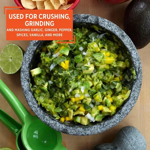 Vista 6 de Imusa USA Molcajete de granito con molinillo de especias de 15.24 cm, gris (Paquete de 4)