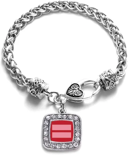 Vista 130 de Pulsera de dijes cuadrados de plata con joyería de circonita cúbica