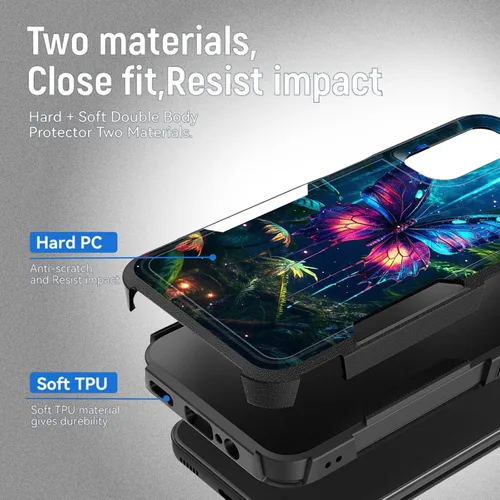 Vista 147 de Funda para Galaxy A14 5G, resistente de doble capa híbrida de policarbonato duro, goma suave, a prueba de golpes, funda protectora resistente