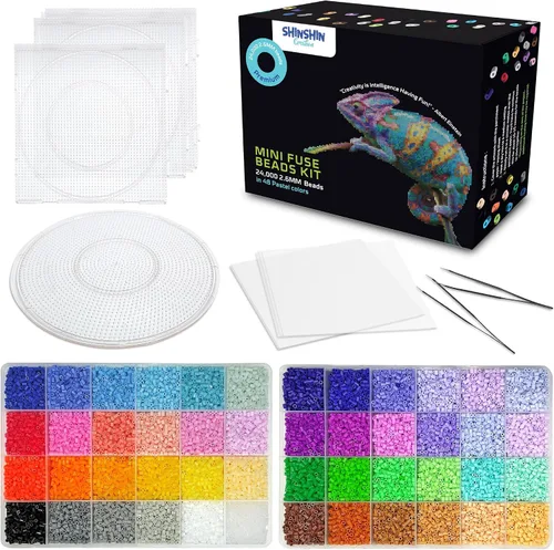 Vista 10 de Kit XL de cuentas de fusible, cuentas de fusión para manualidades infantiles Kit de planchado para niños - Cuentas de fusible, compatibles
