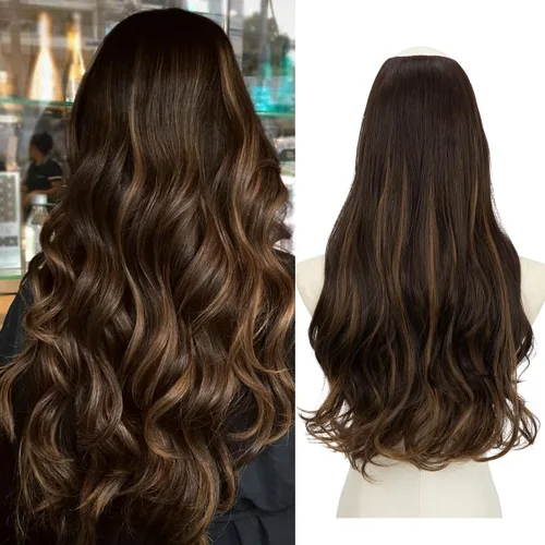 Vista 13 de SARLA Extensiones de cabello sintético con clip, parte en U, largo, ondulado, rizado, grueso, de cabeza completa, para mujer, rubio playa, 24 Playa