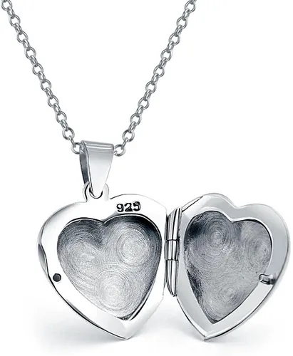 Vista 3 de Bling Jewelry Medallón de fotos en forma de corazón con forma de corazón para mujeres, adolescentes, para fotos, fotos, colgante, collar de plata 925