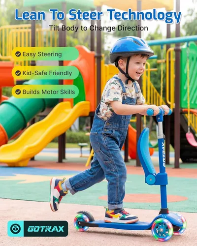 Vista 3 de Gotrax KS3 Kick Scooter with Seat, 3 Wheels for Kids Age 2+, Gifts Azul