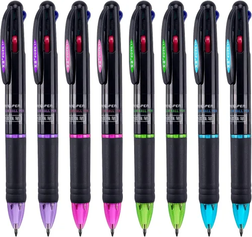 Vista 8 de Bribobo Paquete de 4 Bolígrafos Multicolor 4 en 1 de 0.7mm Retráctiles de Colores Bolígrafos de Regalo para Oficina, Suministros Escolares, Regalo