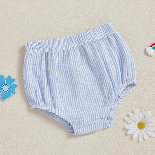 Vista 5 de GOOCHEER Traje de primer cumpleaños para bebé, verano, 1 pastel, pato, rayas, burbujas, pantalones cortos para pañales, ropa