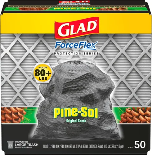 Vista 14 de Glad ForceFlex - Bolsas de basura resistentes con cordón ajustables con Clorox, Mountain Air, 30 galones, 50 unidades (el paquete puede variar)