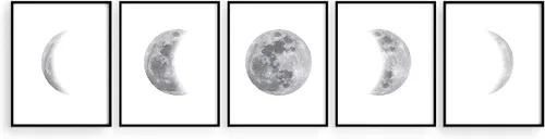 Vista 11 de HAUS AND HUES Arte de pared de fases lunares para dormitorio, juego de 3 impresiones de fase lunar, obras de arte de etapas de la luna, decoración