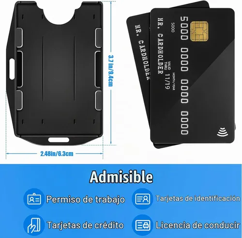 Vista 3 de Honoson Portatarjetas de plástico duro de 2 caras, negro, 30