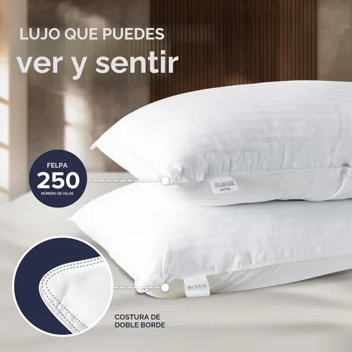 Vista 3 de Beckham Hotel Collection Juego de 4 almohadas alternativas de plumón y sábanas de algodón, 4 piezas, bolsillo profundo de 16 pulgadas, 2 fundas