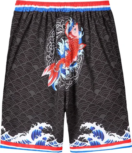 Vista 6 de PRIJOUHE Kimono japonés para hombre holgado frente abierto manga de siete mangas kimono con pantalones cortos