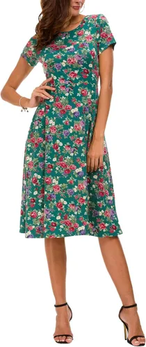 Vista 2 de Urban CoCo Vestido de manga corta, acampanado con estampado floral para mujer