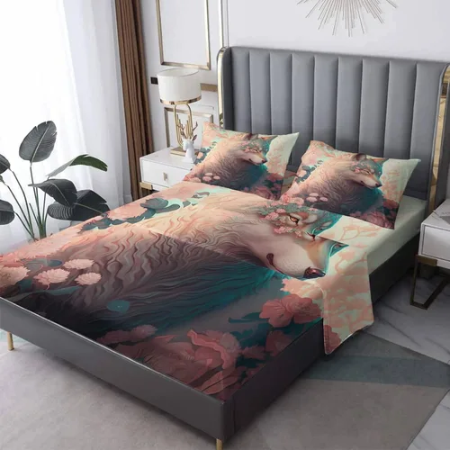 Vista 20 de Juego de sábanas de tamaño individual, sábanas de oso – Sábanas y fundas de almohada de microfibra de 3 piezas, juego de sábanas con patrones de Aa