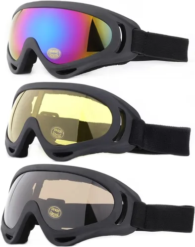 Vista 8 de Gafas de esquí, paquete de 3 gafas de nieve para hombres, mujeres, niños y jóvenes, protección UV400 para esquí y snowboard
