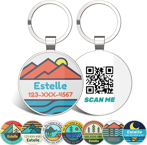 Vista 17 de Etiqueta de perro con código QR, etiquetas de identificación para mascotas, etiquetas de perro personalizadas para mascotas, etiquetas